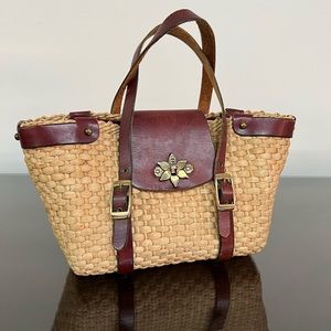 Vintage Woven Basket and Leather Purse
